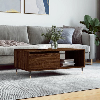 Berkfield Coffee Table Brown Oak 90x50x36.5 cm Engineered Wood