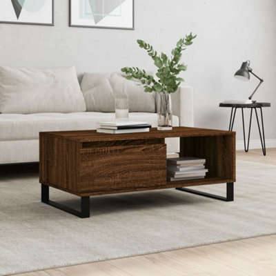 Berkfield Coffee Table Brown Oak 90x50x36.5 cm Engineered Wood