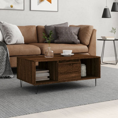 Berkfield Coffee Table Brown Oak 90x50x36.5 cm Engineered Wood