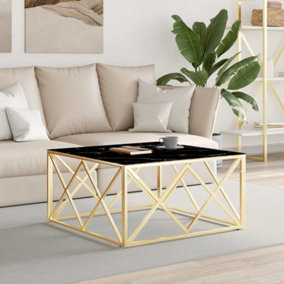 Berkfield Coffee Table Gold 80x80x40 cm Stainless Steel and Glass