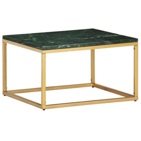 Berkfield Coffee Table Green 60x60x35 cm Real Stone with Marble Texture