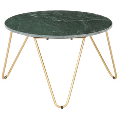 Berkfield Coffee Table Green 65x65x42 cm Real Stone with Marble Texture