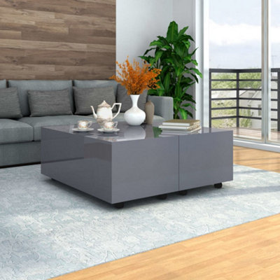 Berkfield Coffee Table High Gloss Grey 100x100x35 cm