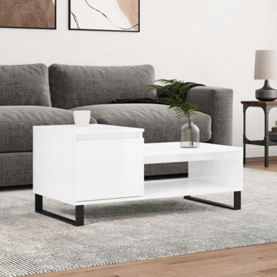 Berkfield Coffee Table High Gloss White 100x50x45 cm Engineered Wood