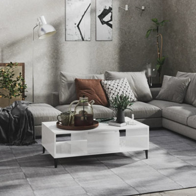 Berkfield Coffee Table High Gloss White 103.5x60x35 cm Engineered Wood