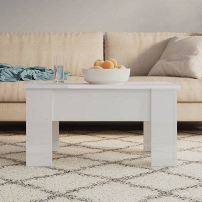 Berkfield Coffee Table High Gloss White 79x49x41 cm Engineered Wood ...