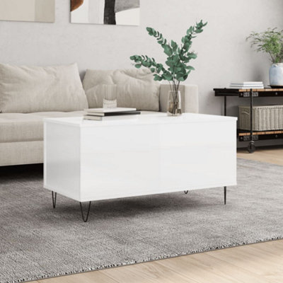 Berkfield Coffee Table High Gloss White 90x44.5x45 cm Engineered Wood