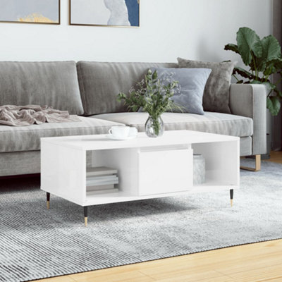 Berkfield Coffee Table High Gloss White 90x50x36.5 cm Engineered Wood