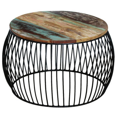 Berkfield Coffee Table Round Solid Reclaimed Wood 68x37 cm