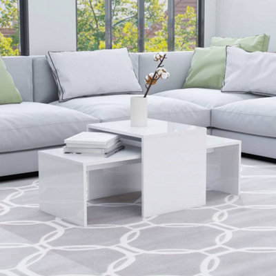 Berkfield Coffee Table Set High Gloss White 100x48x40 cm Engineered Wood