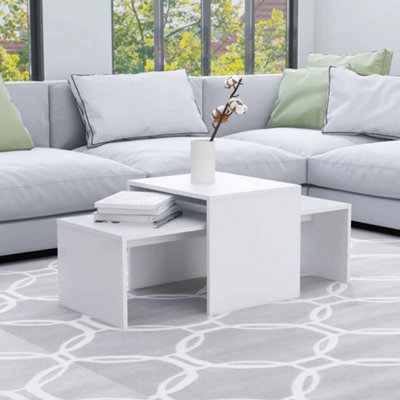 Berkfield Coffee Table Set White 100x48x40 cm Engineered Wood