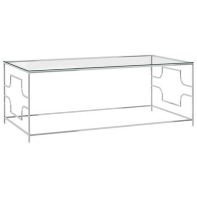 Berkfield Coffee Table Silver 120x60x45 cm Stainless Steel and Glass