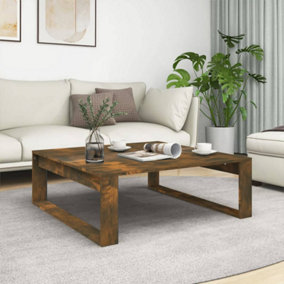 Berkfield Coffee Table Smoked Oak 100x100x35 cm Engineered Wood