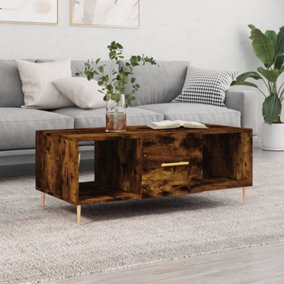 Berkfield Coffee Table Smoked Oak 102x50x40 cm Engineered Wood