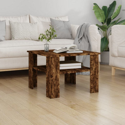 Berkfield Coffee Table Smoked Oak 60x60x42 cm Engineered Wood | DIY at B&Q