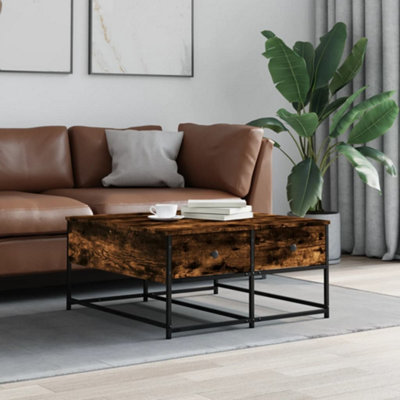 Berkfield Coffee Table Smoked Oak 80x80x40 cm Engineered Wood