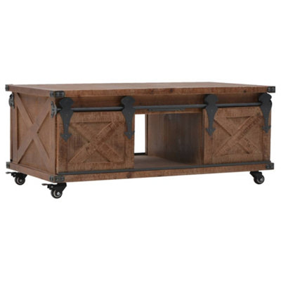 Berkfield Coffee Table Solid Fir Wood 91x51x38 cm Brown