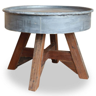 Berkfield Coffee Table Solid Reclaimed Wood 60x45 cm Silver