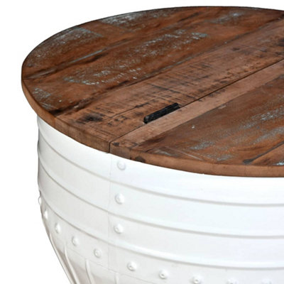 Curated visual reference: Gallery Detail: Berkfield Coffee Table Solid Reclaimed Wood White Barrel Shape