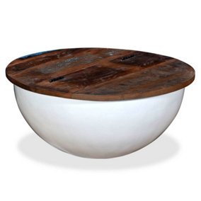 Berkfield Coffee Table Solid Reclaimed Wood White Bowl Shape
