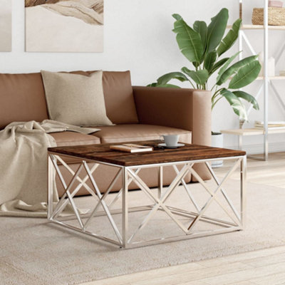 Berkfield Coffee Table Stainless Steel and Solid Wood Reclaimed