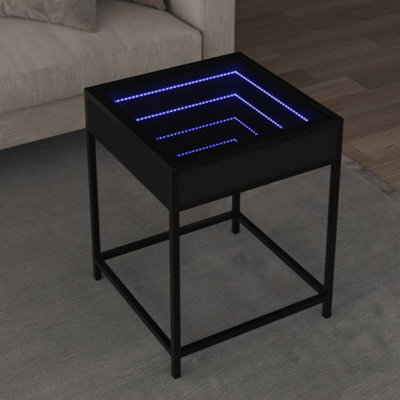 Berkfield Coffee Table with Infinity LED Black 40x40x51 cm