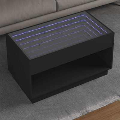 Berkfield Coffee Table with Infinity LED Black 90x50x50 cm