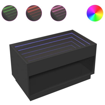 Berkfield Coffee Table with Infinity LED Black 90x50x50 cm