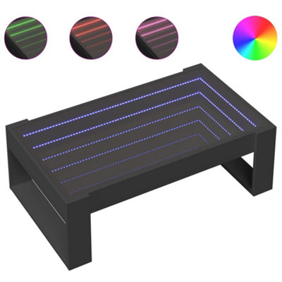 Berkfield Coffee Table with Infinity LED Black 90x53x30 cm