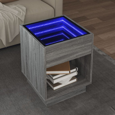 Berkfield Coffee Table with Infinity LED Grey Sonoma 40x40x50 cm