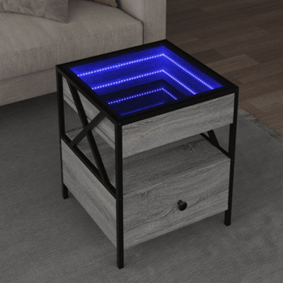 Berkfield Coffee Table with Infinity LED Grey Sonoma 40x40x51 cm