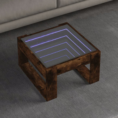 Berkfield Coffee Table with Infinity LED Smoked Oak 50x53x30 cm