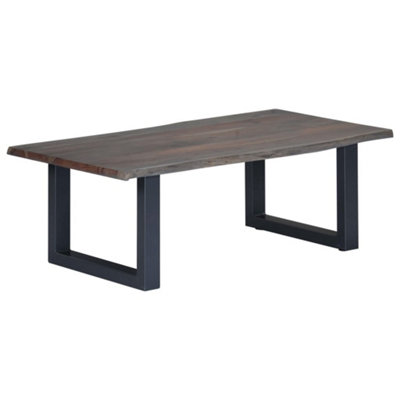 Berkfield Coffee Table with Live Edges Grey 115x60x40cm Solid Acacia Wood