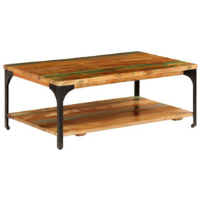 Berkfield Coffee Table with Shelf 100x60x35 cm Solid Reclaimed Wood