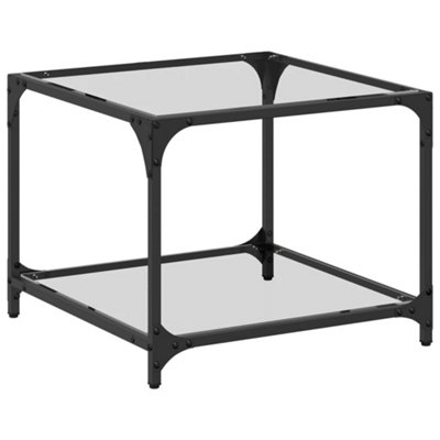 Berkfield Coffee Table with Transparent Glass Top 50x50x40 cm Steel