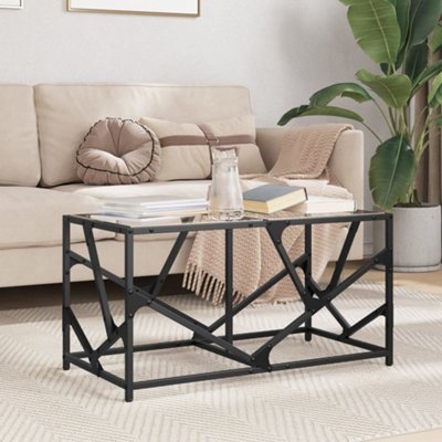 Berkfield Coffee Table with Transparent Glass Top 78.5x40x41 cm Steel