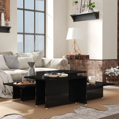 Berkfield Coffee Tables 2 pcs High Gloss Black 111.5x50x33 cm ...