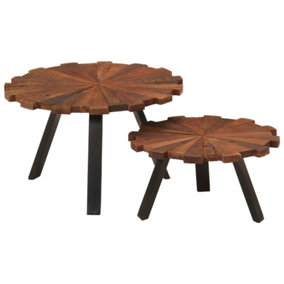 Berkfield Coffee Tables 2 pcs Solid Wood Reclaimed and Iron