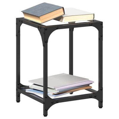 Berkfield Coffee Tables with Transparent Glass Top 2 pcs 30x30x40 cm Steel