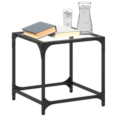 Berkfield Coffee Tables with Transparent Glass Top 2 pcs 40x40x40 cm Steel