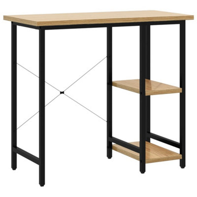 VidaXL Scrivania Per Computer Nera 80x40x72 Cm - Piano In MDF E Telaio Metallico, Stile Industriale, Salvaspazio, Con Fissaggio A Parete