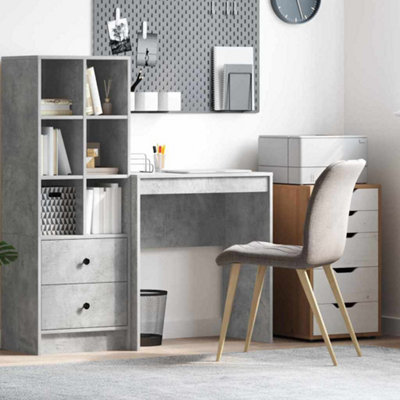 Berkfield Computer Desk Concrete grey Particle board with concrete-like ...