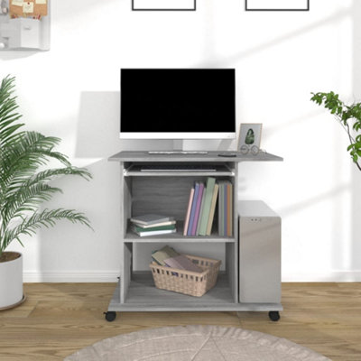 Berkfield Computer Desk Grey Sonoma 80x50x75 cm Engineered Wood