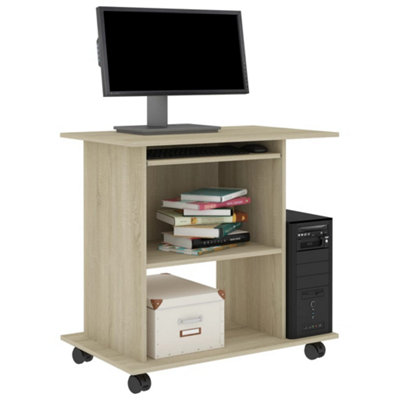 Berkfield Computer Desk Sonoma Oak 80x50x75 cm Engineered Wood