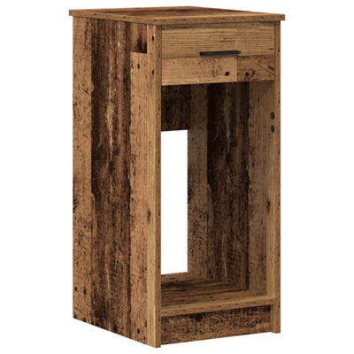 Berkfield Computer Tower Stand with Drawer Old Wood 35x45x77 cm