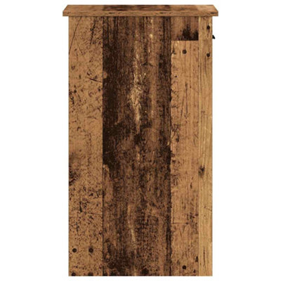 Berkfield Computer Tower Stand with Drawer Old Wood 35x45x77 cm