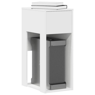 Berkfield Computer Tower Stand with Drawer White 30x44x74 cm