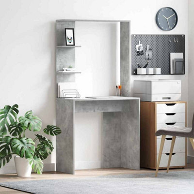 Berkfield Concrete Grey Computer Desk Concrete grey Engineered Wood Medium
