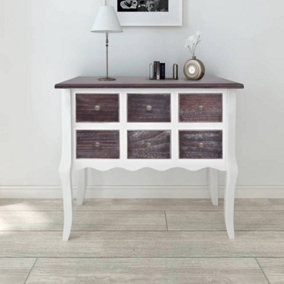 Berkfield Console Cabinet 6 Drawers Brown and White Wood