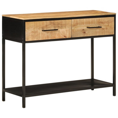 Berkfield Console Table 100x35x76 cm Solid Wood Mango and Iron